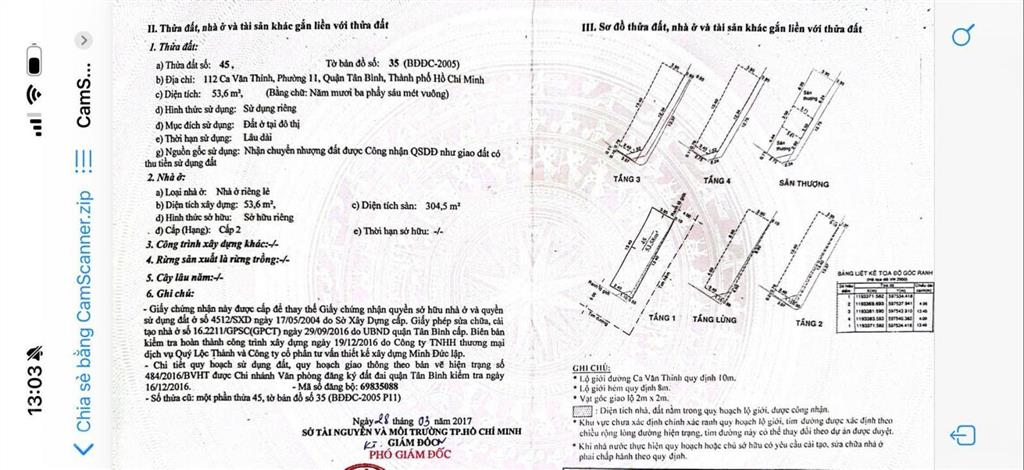 Cần bán góc 112 ca văn thỉnh. sẵn hđ thuê 50tr/th. 305m2 sàn, 6 tầng. chỉ 16tỷ9