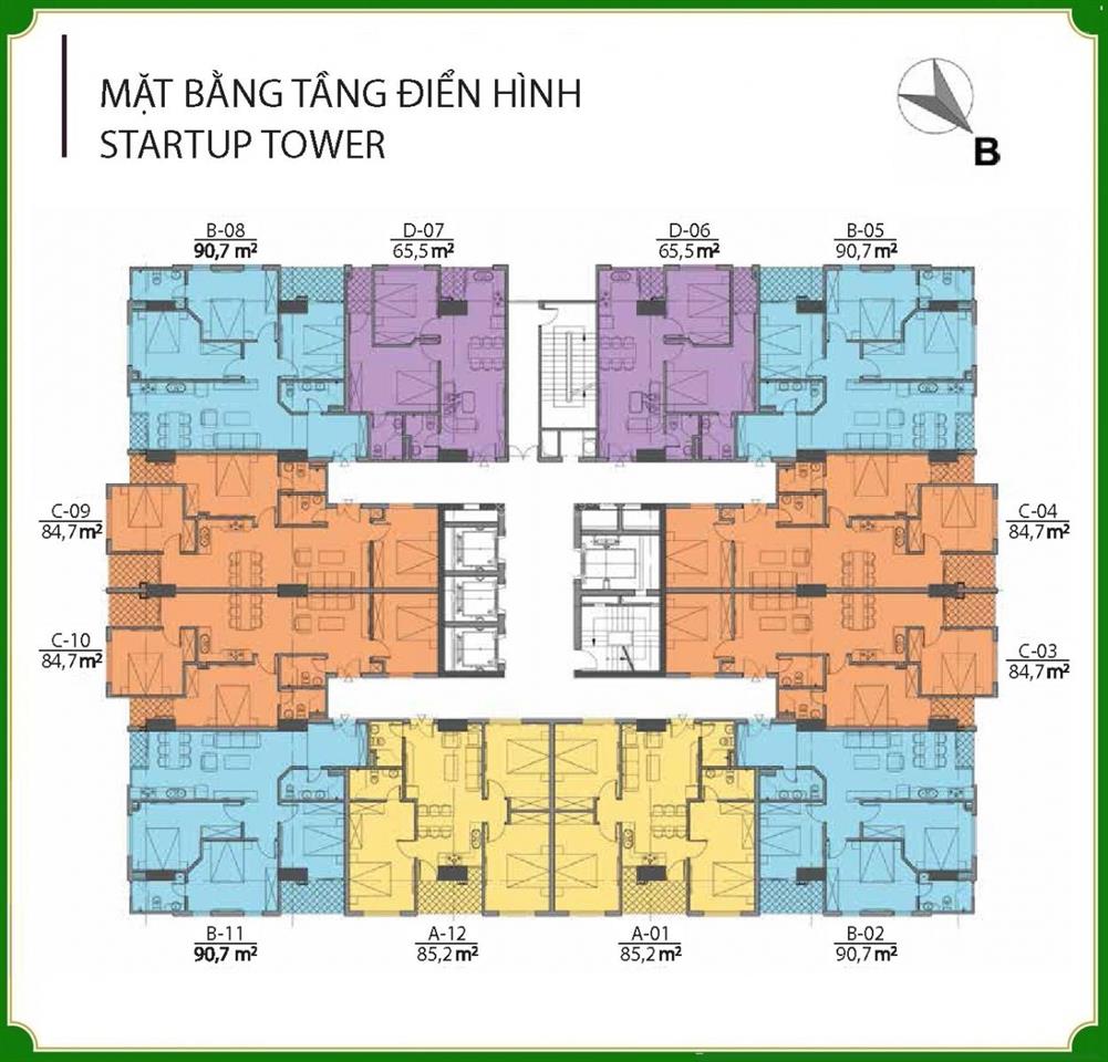 Gia đình thay đổi công việc cần bán lại căn 2pn65m2 tại startup tower 91 đại mỗgiá 4,x tỷ bp
