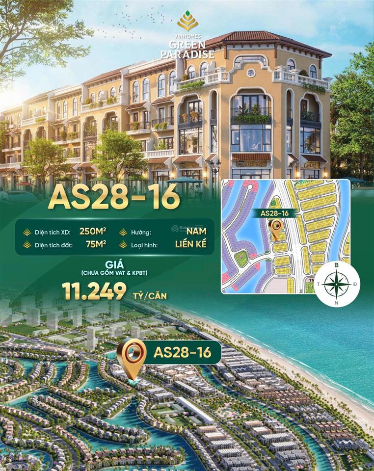 Biệt thự 150.2m2 giá chỉ 13.702 tỷ hướng đông nam gió mát
