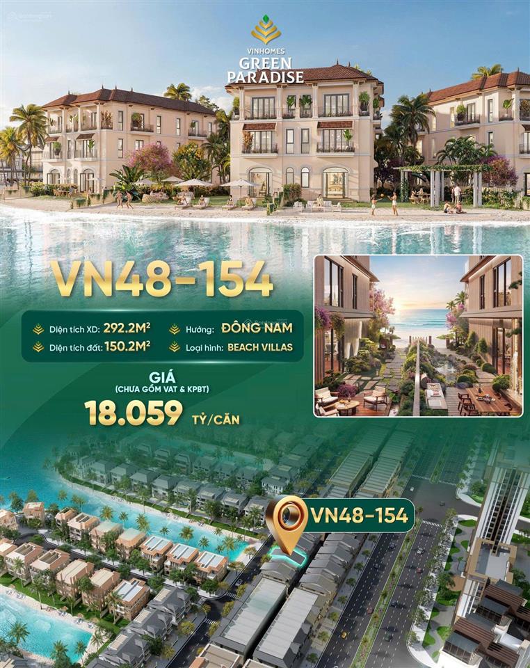 Quỹ căn biệt thự cần giờ giá tốt, 150.2m², giá chỉ nhỉnh 18.059 tỷ hướng đông nam gió mát