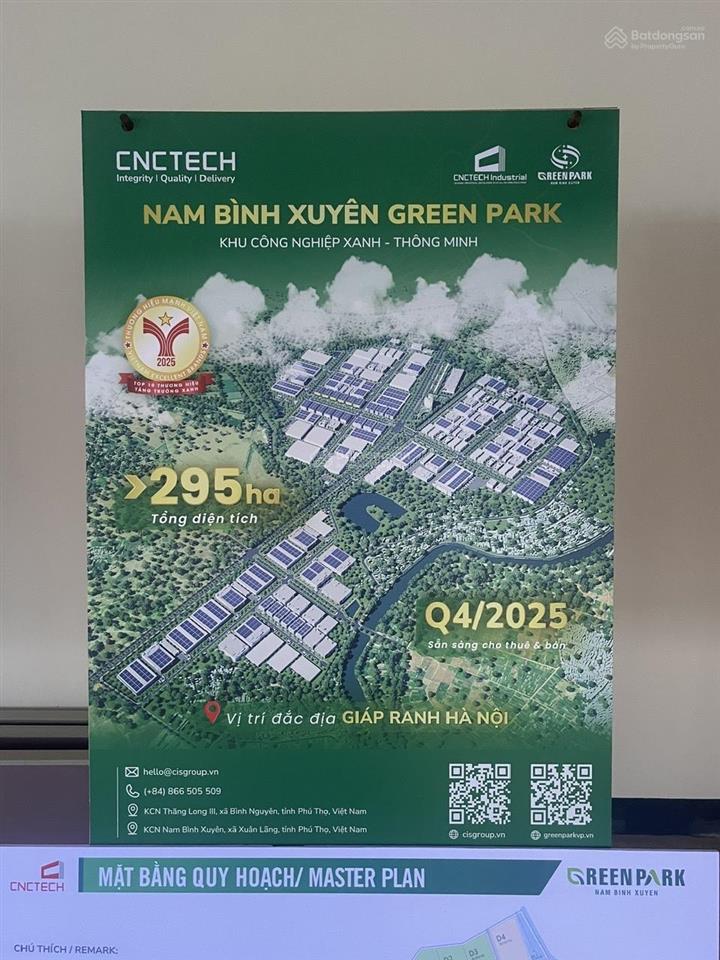 Cho thuê 108ha đất công nghiệp tại kcn nam bình xuyên, xã bình nguyên, phú thọ, giá siêu hời