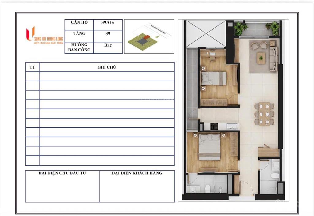 Suất ng cc trung tâm hà đông, 2pn 2vs, ký hđ trực tiếp cđt, bàn giao nhà quý 2/2027, giá 45tr/m2