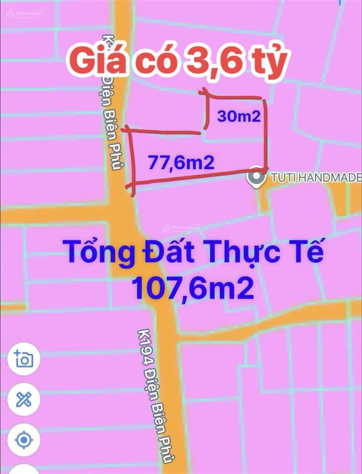 Bán 108m2 đất kiệt điện biên phủ, đà nẵng giá 3,6 tỷ