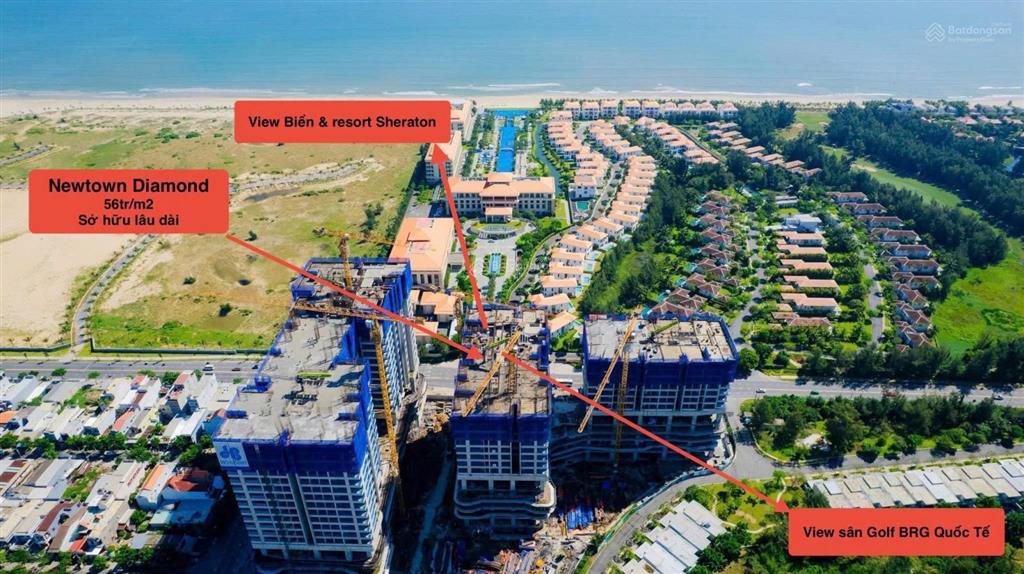 Chỉ 4,6 tỷ sở hữu căn hộ 2pn dt rộng 81m2 cạnh biển sát sân golf của dự án newtown diamond