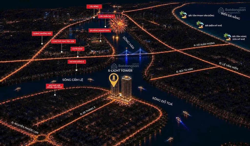 Bán căn hộ 2pn slight tower đà nẵng 57,6m2 tầng cao view sông chỉ 2,87 tỷ