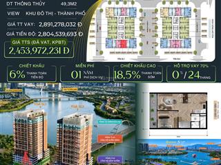 Bán căn hộ 1pn slight tower chỉ 2,454 tỷ  ck 18,5%  vay 70% ls 0% 24 tháng
