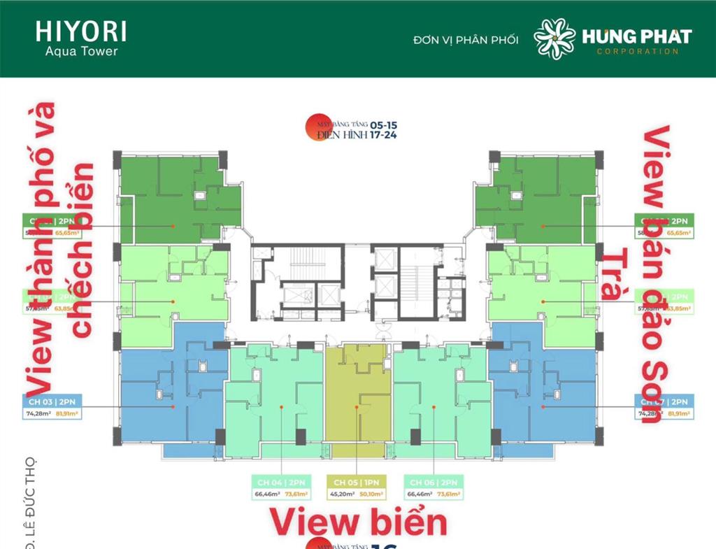 Bán căn hộ hiyori aqua sơn trà, đà nẵng căn 2pn, dt 57,65m². giá 4,05 tỷ view biển mỹ khê