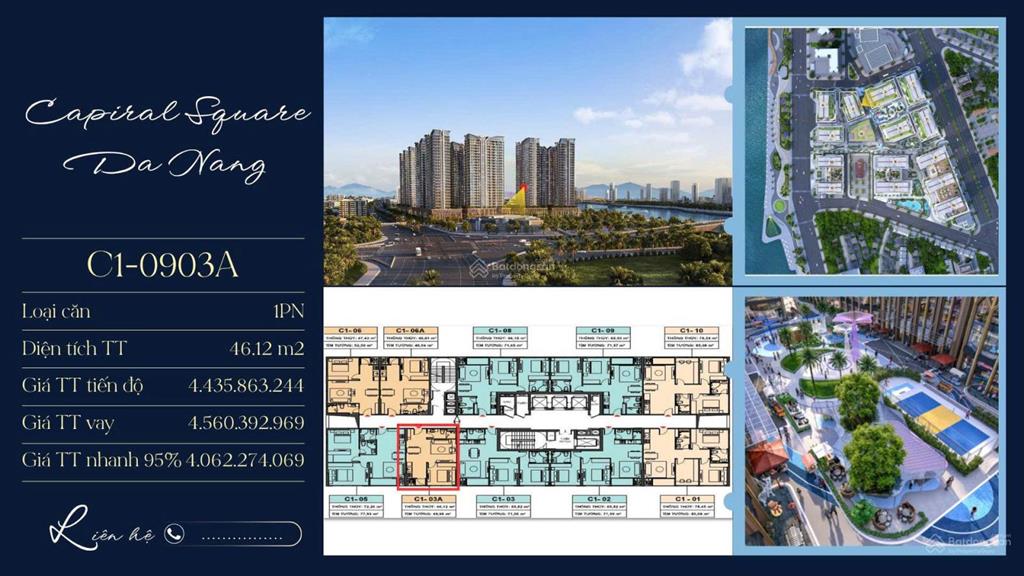 Nổi bật căn hộ 1pn capital square view công viên & quảng trường giá chỉ 4,06 tỷ