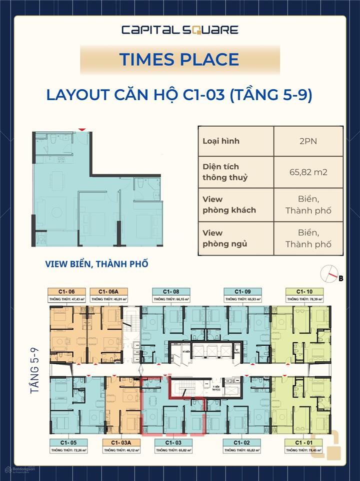 Hàng vip capital square căn hộ 2pn 66m2, cạnh sông hàn, giá full vat 5,146 tỷ  ck 16%