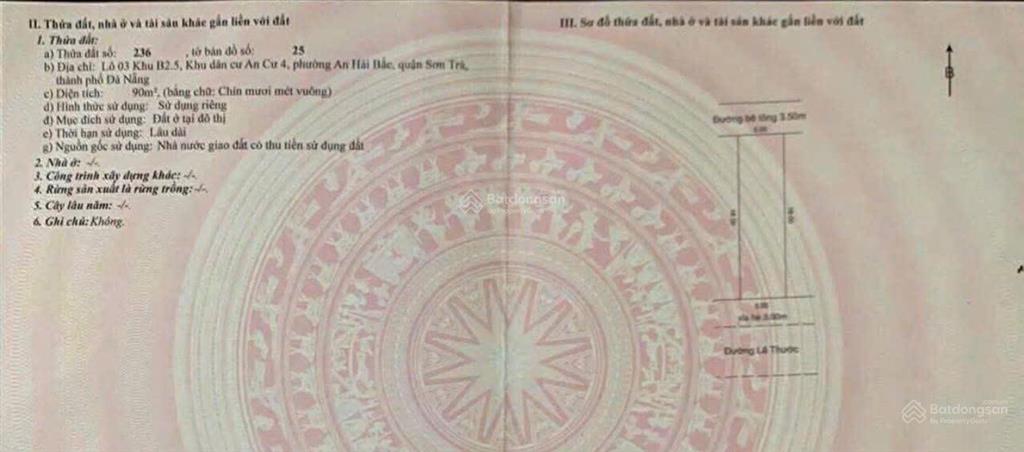 Chủ cần bán lô đất đẹp đường lê thước  đối diện cv hồ nghinh, 90m2  rất thích hợp xây tòa căn hộ.