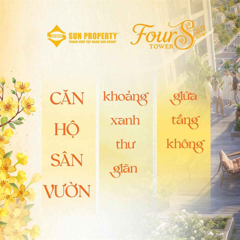 Bán căn hộ sân vườn studio view sông hàn biển mỹ khê dự án fours tower sungroup đà nẵng  ms loan
