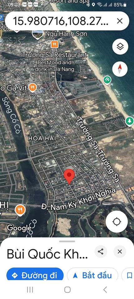 Tôi cần bán lô đất đẹp 2 mặt tiền 158m2 đường bùi quốc khái gần bãi tắm hòa hải q.nh sơn,tp đà nẵng