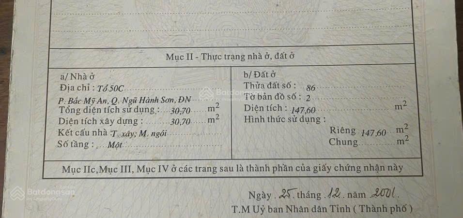 Bán đất tặng nhà số 54 mai thúc lân, gần biển mỹ khê, sơn trà, đà nẵng dt 147,6m giá 31 tỷ