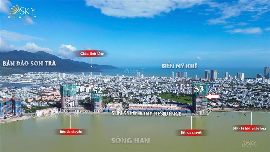 Căn hộ studio dự án the sun symphony mặt sông hàn  tp đà nẵng, dt 34.8m2 giá chỉ 3 tỷ 376