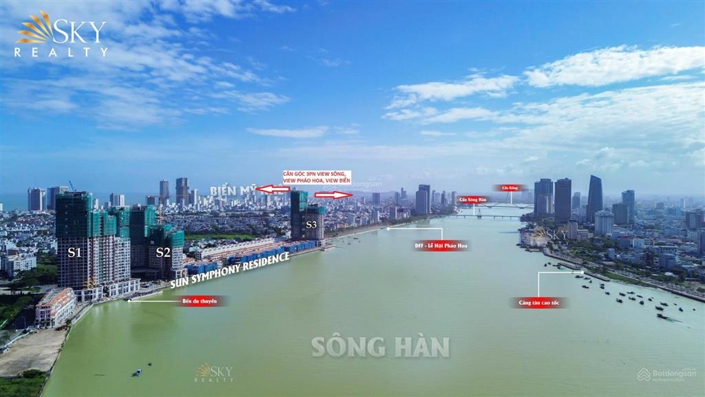 Căn góc 3pn, dt 96.8m2 tầng 24 siêu đẹp hướng đông nam đón nắng sớm  symphony residence sông hàn