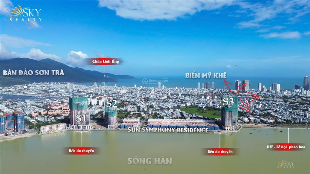 Căn góc 3pn, dt 96.8m2 tầng 24 siêu đẹp hướng đông nam đón nắng sớm  symphony residence sông hàn