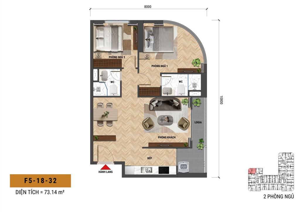 2 tỷ 428 mua được căn hộ 2pn  dt 61m2 ngay kđt hòa xuân fours tower