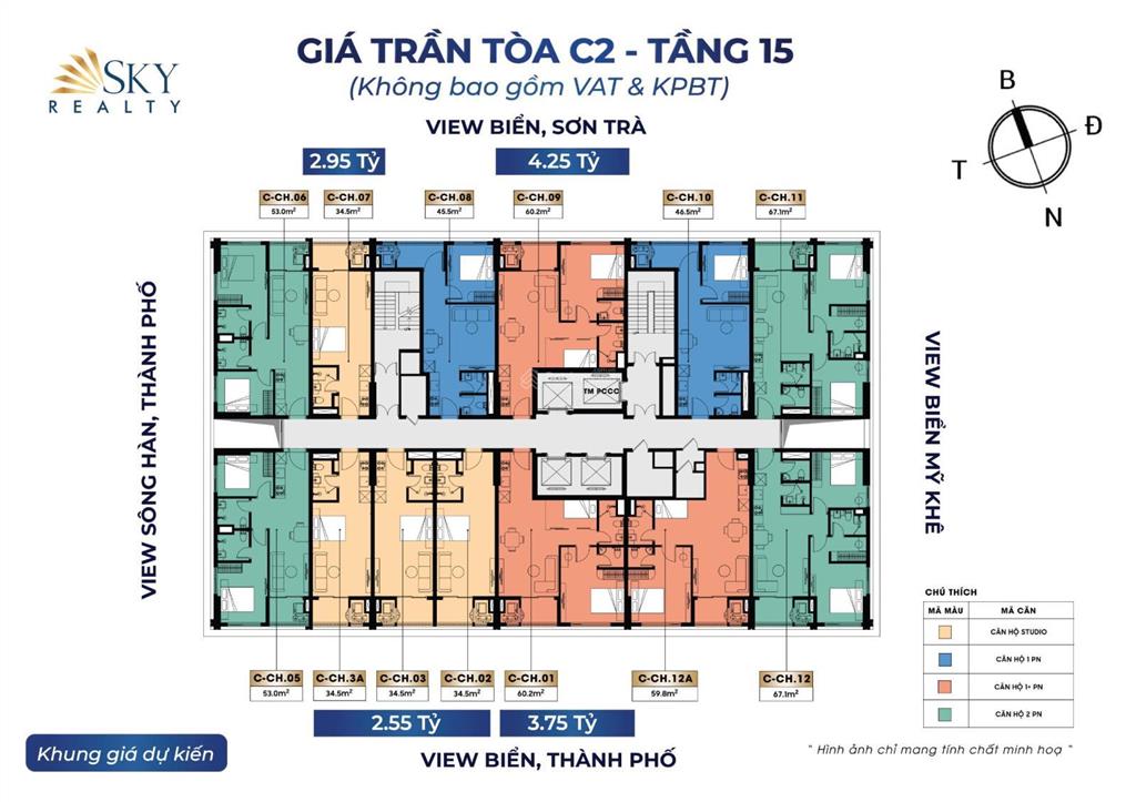 Chỉ 74tr/m2 sở hữu ngay căn hộ view biển sơn trà  trung tâm phố tây tp đà nẵng  sun costa