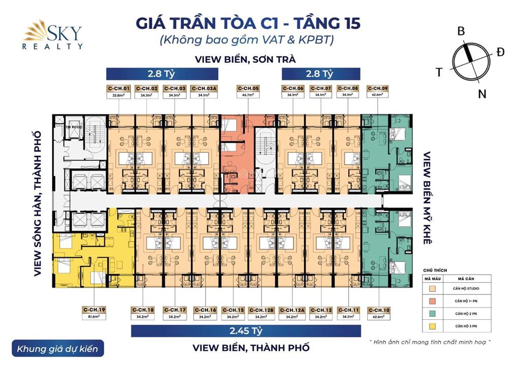 Chỉ 74tr/m2 sở hữu ngay căn hộ view biển sơn trà  trung tâm phố tây tp đà nẵng  sun costa