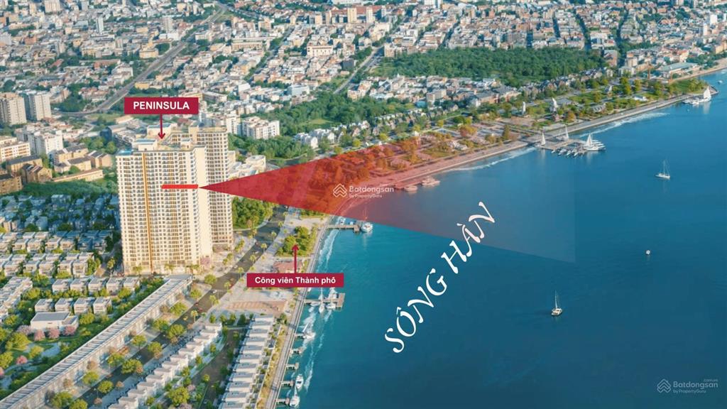 Căn góc khối đế peninsula mặt tiền đường 30m hồ hán thương giao bùi dương lịch 21.5 tỷ