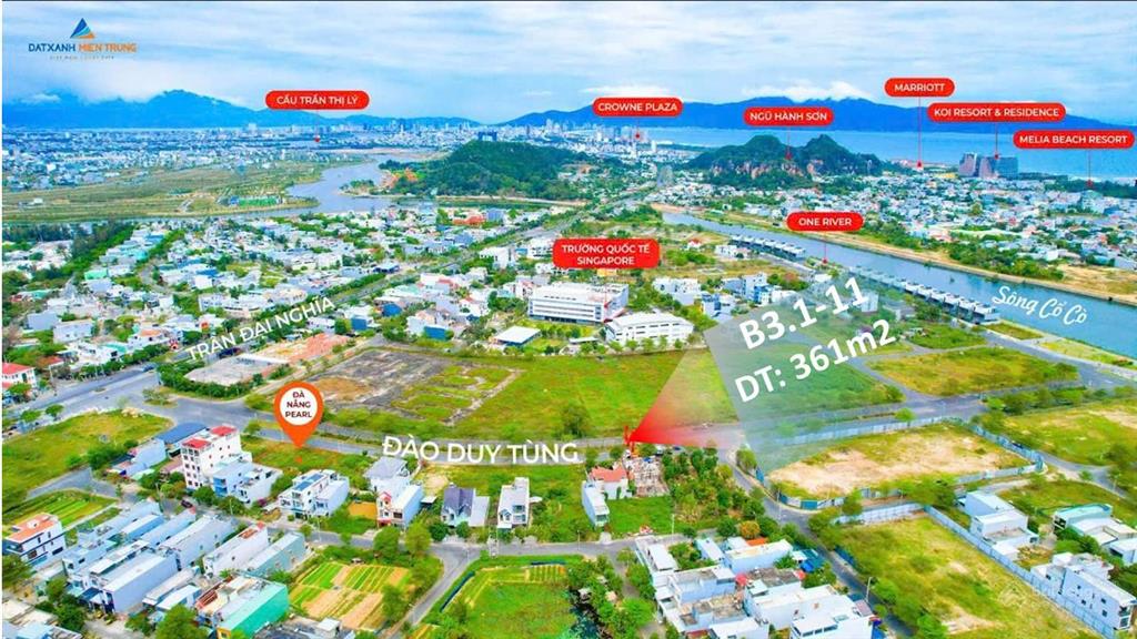 Bán lô đất biệt thự 361m2 đào duy tùng trục đẹp thông sông 150m