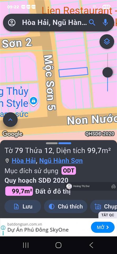 Bán đất mộc sơn 5, lô đẹp gần non nước, 5x20m, đường 7m5 giá chỉ hơn 7 tỷ