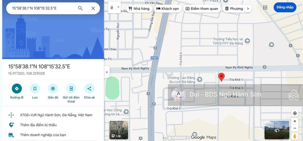 Bán đất khu fpt city đà nẵng  ngũ hành sơn  158,6m²  sổ đỏ lâu dài