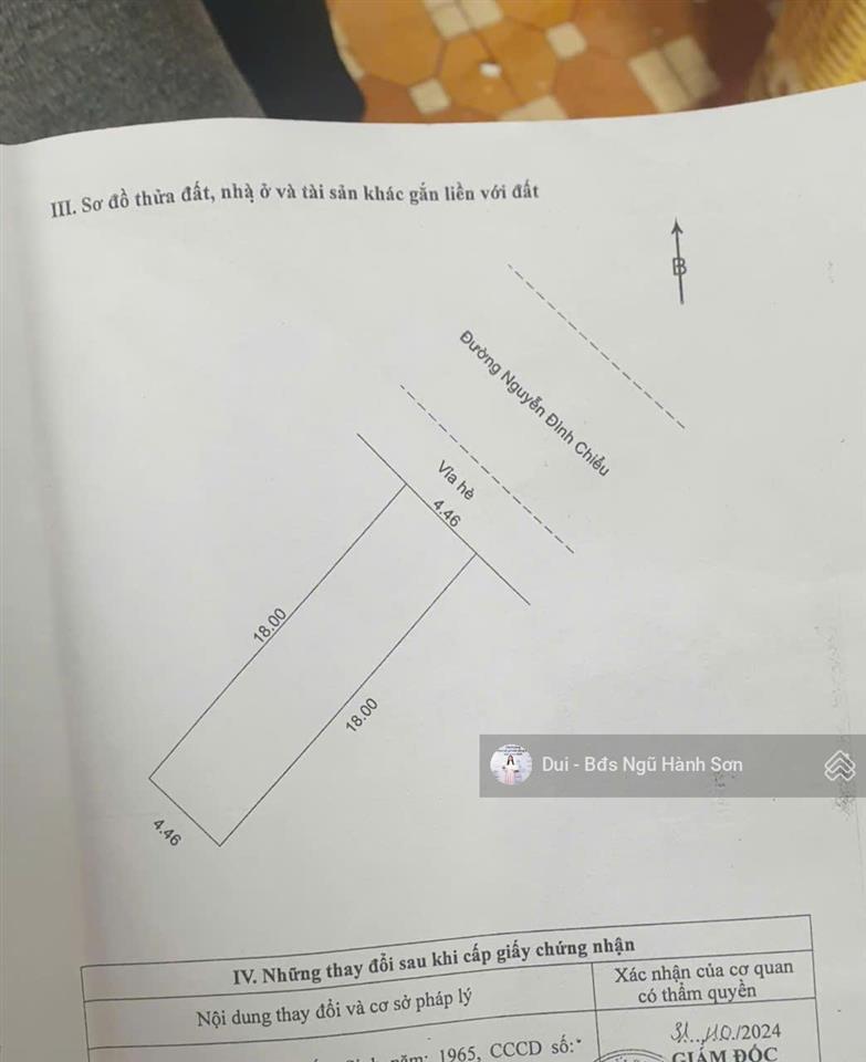 Chính chủ bán đất mặt tiền nguyễn đình chiểu, p. ngũ hành sơn dt 80,3m², giá chỉ 6,3 tỷ