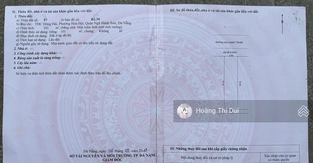 Bán nhanh lô đường 5m5 tđc đông hải, đường nguyễn thức đường, 101m2, gần sông giá tốt