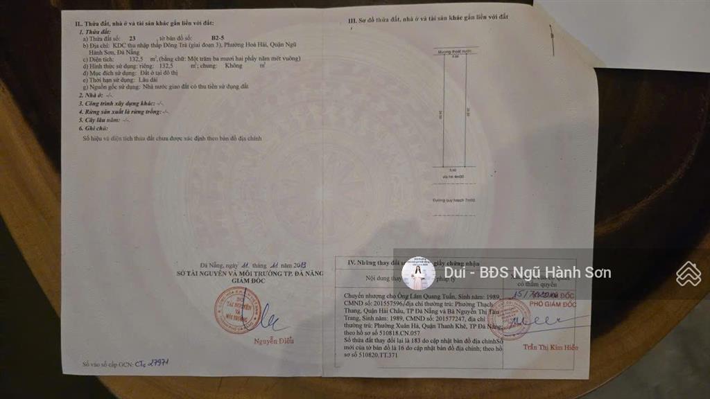 Bán đất tại đường thích phước huệ, hòa hải, ngũ hành sơn, đà nẵng, giá chỉ 5 tỷ, 132,5m