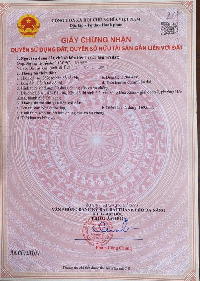 Bán nhà 2 lô liền kề số 7577 nguyễn ân  hòa xuân  tp đà nẵng. đối diện công viên