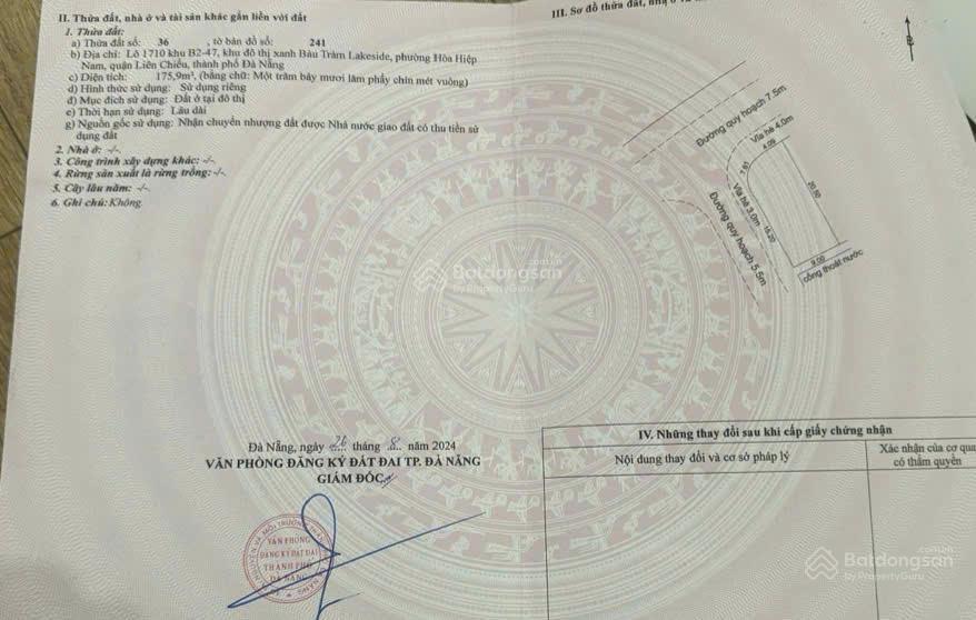 Bán lô góc siêu vip 176m2, ngang 9m ngay trước mặt chung cư bàu tràm đà nẵng, cực hiếm