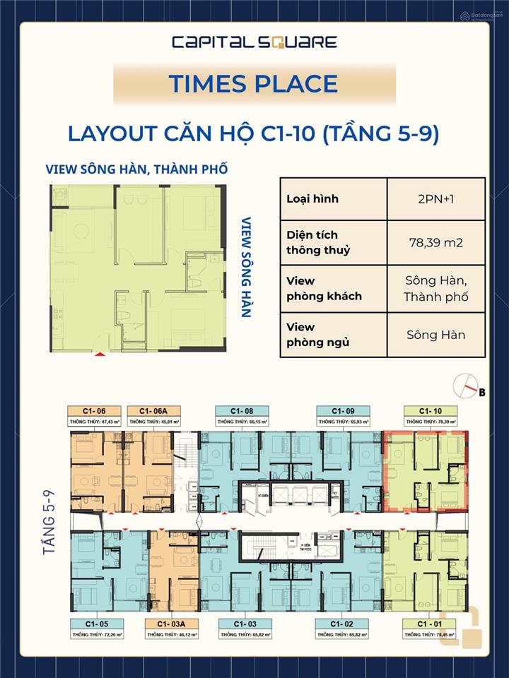 Siêu hiếm 1 căn góc 2pn+178.4m2 tầng cao capital square cạnh vincom sông hàn đà nẵng giá gốc cđt