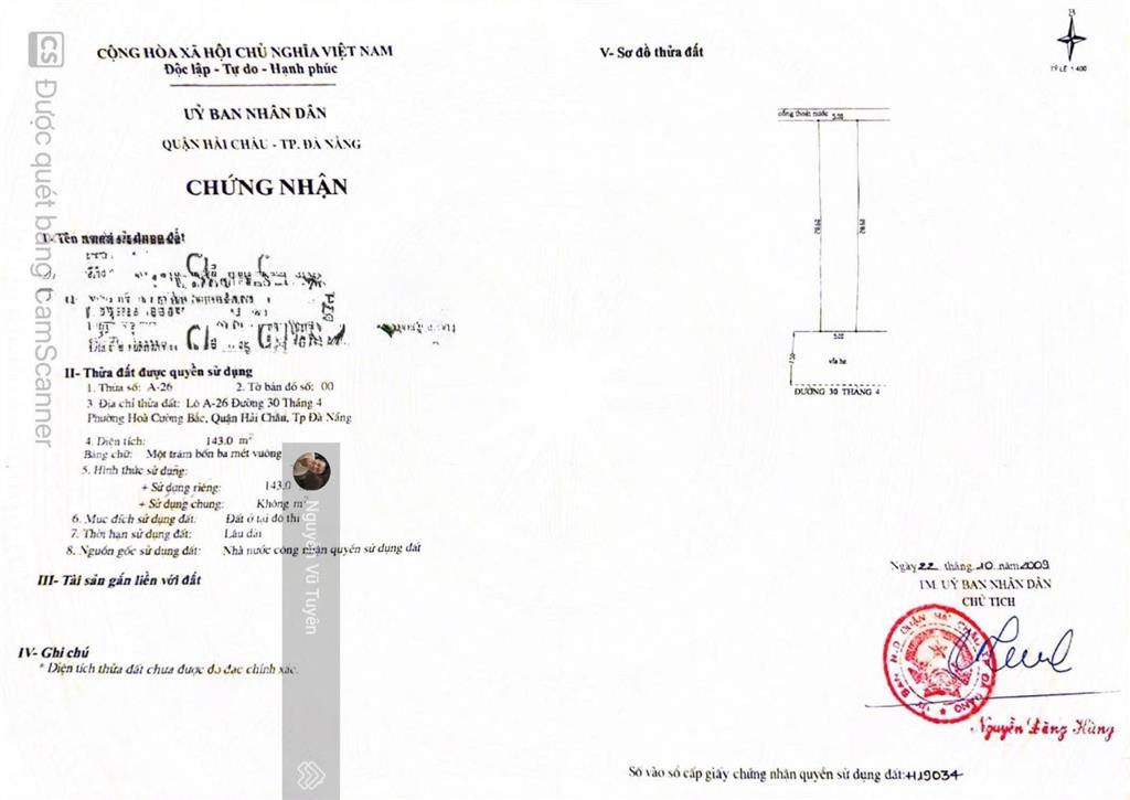 Bán cặp đất đường 30/4  quận hải châu