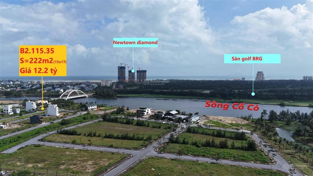 Bán lô góc 222m2 view sông, sân golf tuyệt đẹp khu đô thị fpt giá chỉ 12.2 tỷ