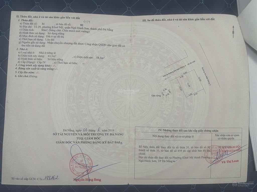 Bán góc 2 mặt tiền đa mặn đông 3 & 4  ngũ hành sơn  đà nẵng
