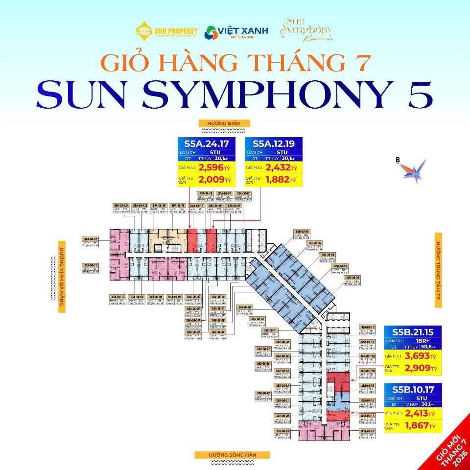 CĂN STUDIO VIEW CẦU RỒNG TÒA SYMPHONY 5 THUỘC TỔ HỢP SUN SYMPHONY RESIDENCE | CHỈ NHỈNH 1,8 TỶ SAU CHIẾT KHẤU
