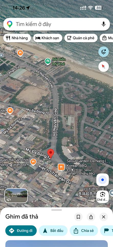 Mặt tiền võ nguyên giáp. ngay biển mỹ khê