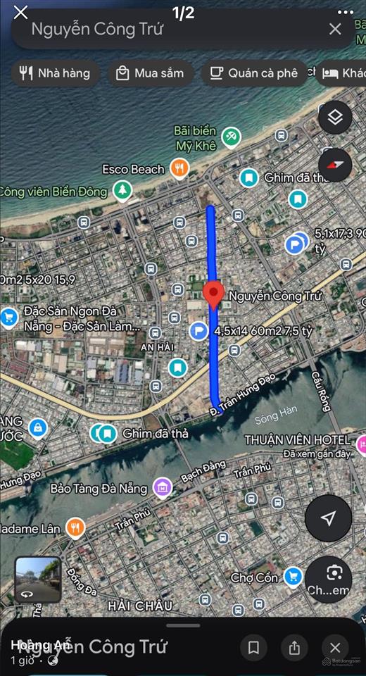 Giảm mạnh 2 tỷ! chủ gấp bán đất nguyễn công trứ, sơn trà (đường 10m5), 200m ra hồ nghinh, 117m2