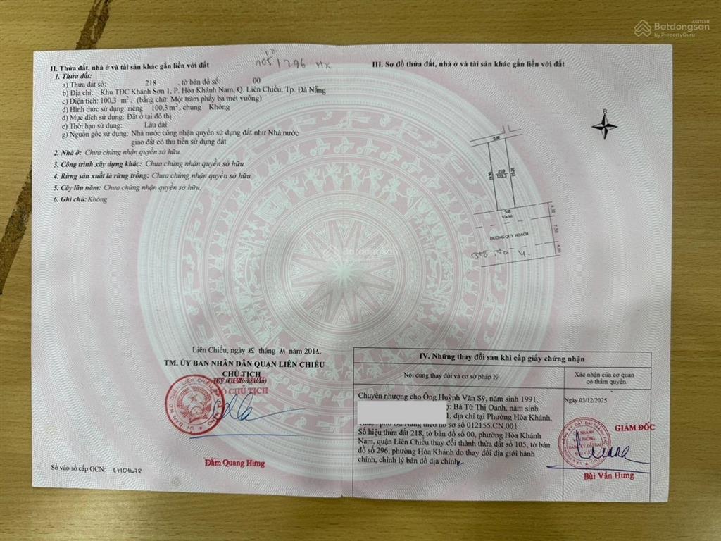 Bán nhanh lô đất mặt tiền đường 7,5m trà na 4  đà nẵng