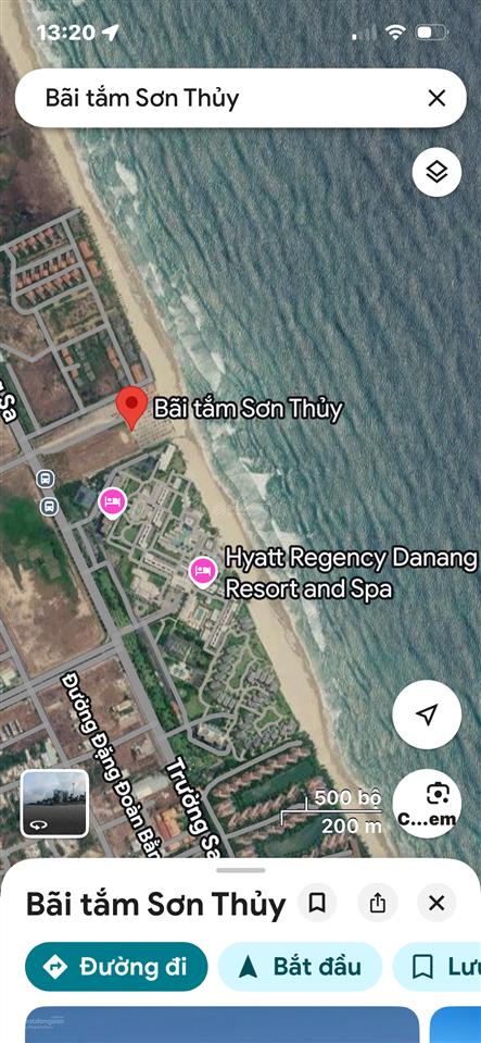 Chủ cho thuê lâu dài  lô đất biển mt trường sa  dt 600m², ngay bãi tắm sơn thủy + resort hyatt
