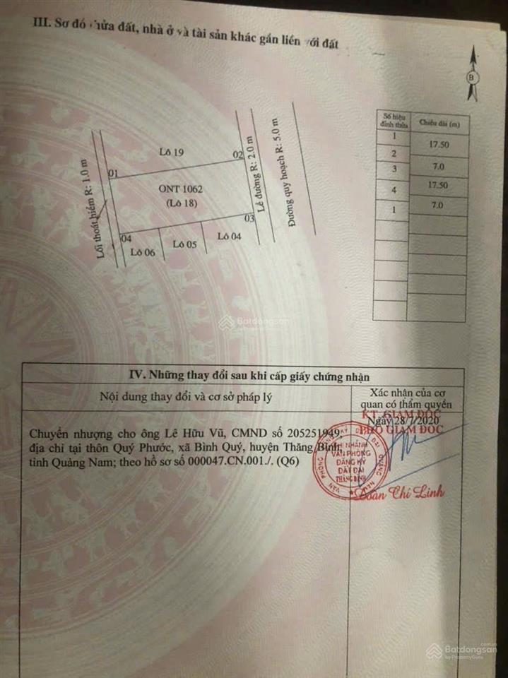 Bán đất nền tại quốc lộ 1a, bình an, thăng bình, quảng nam, giá 1,4 tỷ, 122,5 m2