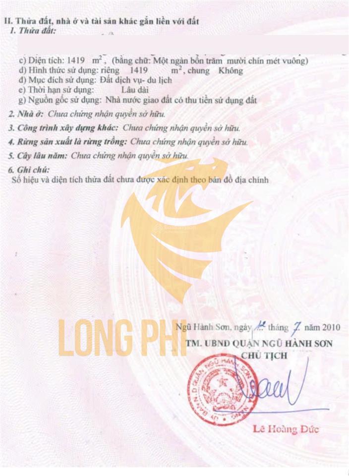 Quỹ đất 3 mặt tiền ven biển ngũ hành sơn  chỉ 52 triệu/m2