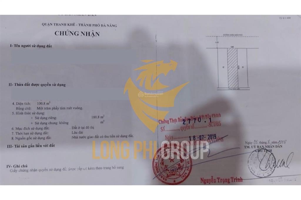 Đất chính chủ bán mặt tiền điện biên phủ, thanh khê, đà nẵng