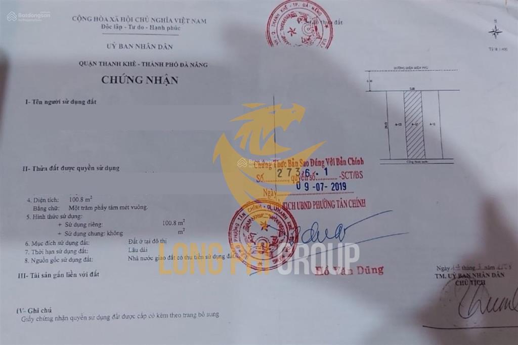 Đất chính chủ bán mặt tiền điện biên phủ, thanh khê, đà nẵng