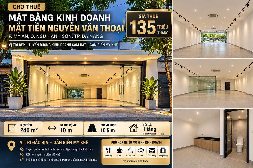 Cho thuê mặt bằng Nguyễn Văn Thoại 240m² – ngang 10m – 135tr/tháng
