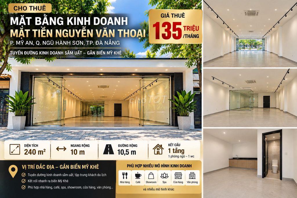 Cho thuê mặt bằng Nguyễn Văn Thoại 240m² – ngang 10m – 135tr/tháng