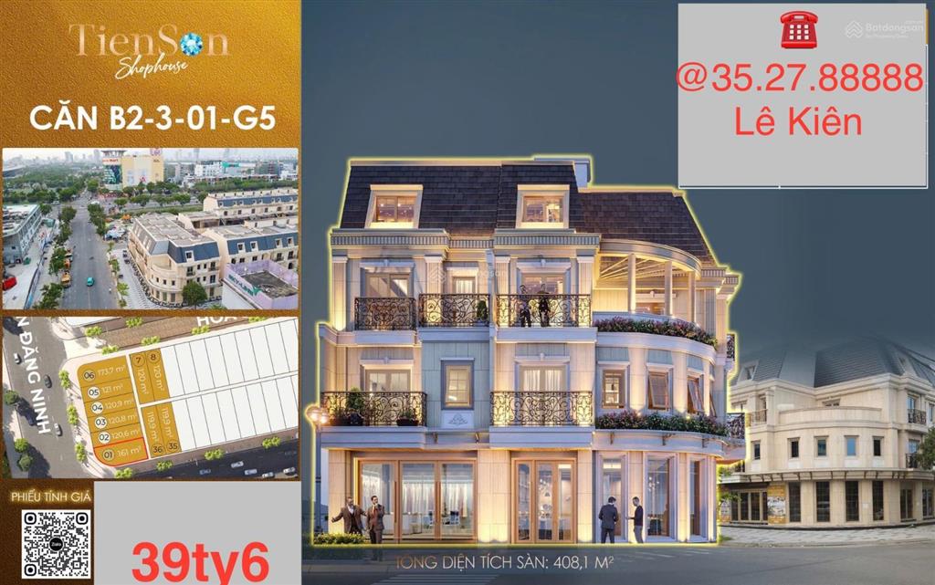 Shophouse tiên sơn căn góc trần đăng ninh vs n. lộ trạch  đối diện masteri vs skeyline