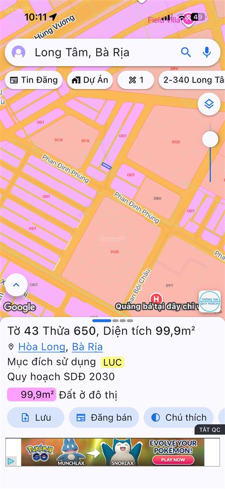 Đất rẻ gò cát 8, 1.450 tỷ, ngay bệnh viện bà rịa, 100m2, 80m thổ cư, 5x20m