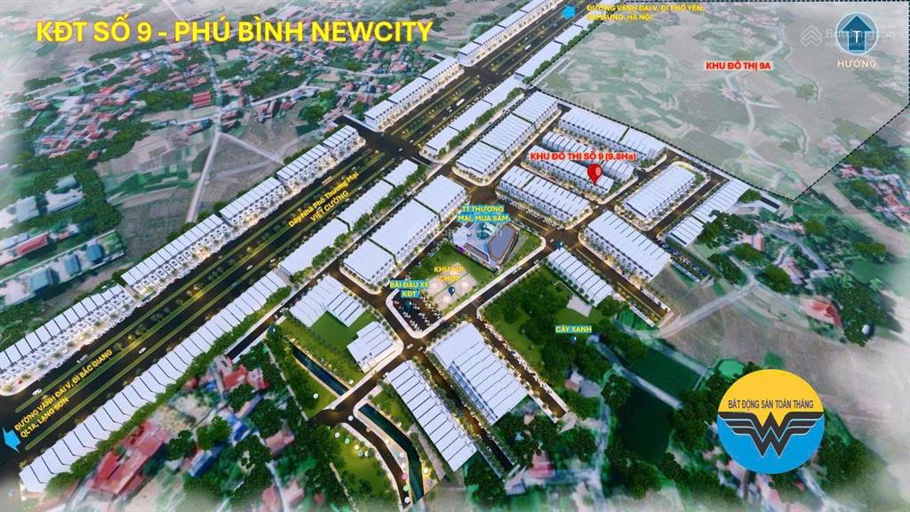 Đất khu đô thị 9, đất lõi trung tâm hành chính, công nghiệp của xã phú bình
